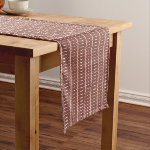 Chemin De Table Court motif africain, géométrique, motif, marron, modern
