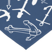 Chemin De Table Court Motif Ancre bleu marine (Coin)