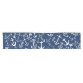 Chemin De Table Court Motif Ancre bleu marine (Horizontal)
