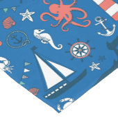 Chemin De Table Court Motif bleu blanc et orange (Coin)