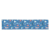 Chemin De Table Court Motif bleu blanc et orange (Horizontal)