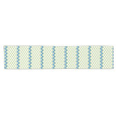 Chemin De Table Court Motif Chevron bleu et vert (Horizontal)