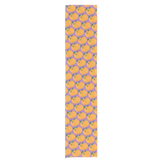 Chemin De Table Court Motif Citrouille mignon sur Arrière - plan mauve (Devant)