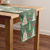 Chemin De Table Court Motif Classique d'Arbre de Noël Vert pour les Fête (In Situ)