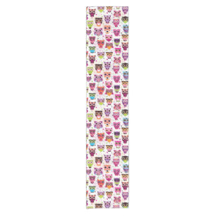 Chemin De Table Court Motif coloré de hibou pour les enfants 2