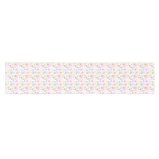 Chemin De Table Court Motif d'aquarelle douce Coeurs et Cupcakes (Horizontal)
