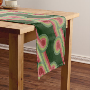 Chemin De Table Court Motif d'art abstrait funky rétro avec vagues
