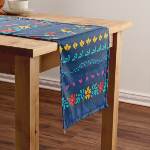 Chemin De Table Court Motif d'art populaire mexicain