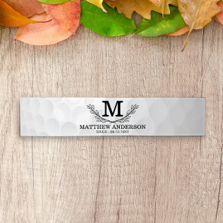 Chemin De Table Court Motif de balle de golf personnalisé Nom Monogramme
