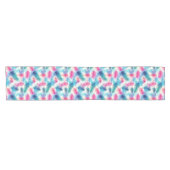 Chemin De Table Court Motif de brindilles Turquoise, rose et violet colo (Horizontal)