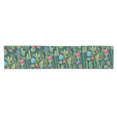 Chemin De Table Court Motif de cactus Turquoises verts en fleurs (Horizontal)