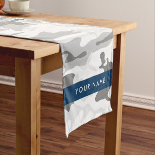 Chemin De Table Court Motif de camouflage gris neige d'hiver Personnalis