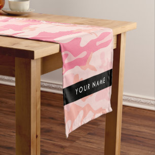 Chemin De Table Court Motif de camouflage rose, Votre nom, Personnaliser
