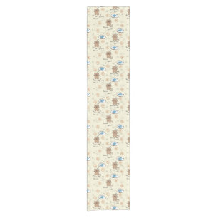 Chemin De Table Court motif de chat et de poissons