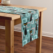 Chemin De Table Court Motif de chat noir du milieu du siècle (In Situ)