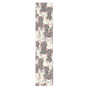 Chemin De Table Court Motif de chats blancs et gris
