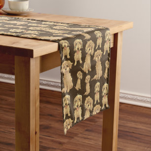 Chemin De Table Court Motif de chien Brown labradoodle doré