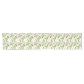 Chemin De Table Court Motif de citrons floraux roses (Horizontal)