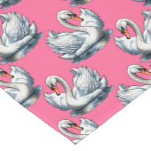 Chemin De Table Court Motif de cygnes sur fond rose (Coin)