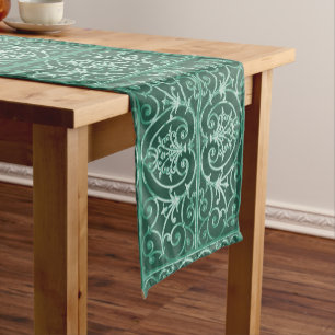 Chemin De Table Court Motif de défilement vert Sage
