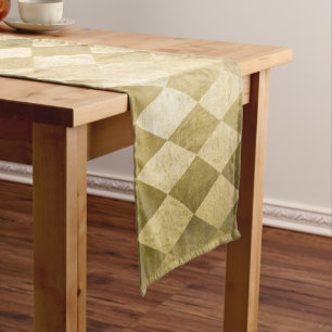 Chemin De Table Court Motif de diamants de l'arlequin chic Gold