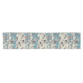 Chemin De Table Court Motif de fleurs en bleu blanc (Horizontal)