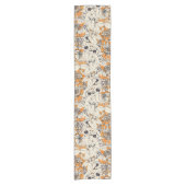 Chemin De Table Court Motif de fleurs graphiques blanches orange (Devant)