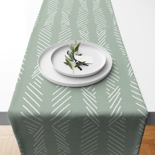 Chemin De Table Court Motif de la tribu Boho Sage Tissu vert de boue