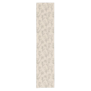 Chemin De Table Court Motif de ligne florale minimal élégant