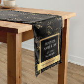 Chemin De Table Court Motif de logo noir et or d'affaires