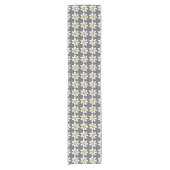 Chemin De Table Court Motif de marguerite blanc gris jaune (Devant)