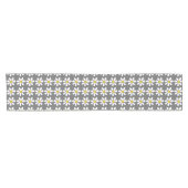 Chemin De Table Court Motif de marguerite blanc gris jaune (Horizontal)
