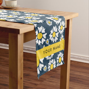 Chemin De Table Court Motif de marguerite, marguerites blanches, Votre n