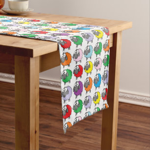 Chemin De Table Court Motif de mouton coloré du dessin