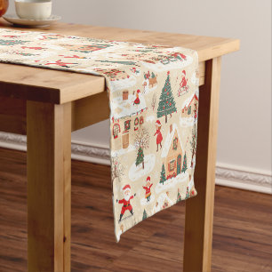 Chemin De Table Court Motif de Noël vintage Woodland (19)