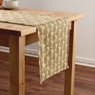 Chemin De Table Court Motif de Paisley, bronzage, crème et chocolat