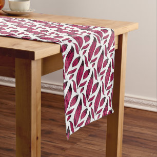 Chemin De Table Court Motif de plume rose vibrant