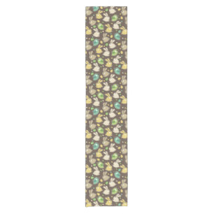 Chemin De Table Court motif de ressort avec des oeufs de pâques, oiseau