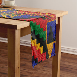 Chemin De Table Court Motif de tissu Kente de style africain