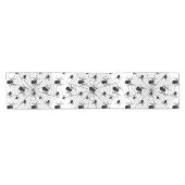 Chemin De Table Court Motif d'Halloween Black White araignées (Horizontal)