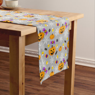 Chemin De Table Court Motif d'Halloween gris mou