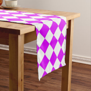 Chemin De Table Court Motif diamant à carreaux blanc violet