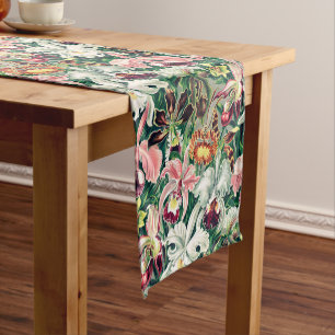 Chemin De Table Court Motif d'orchidée blanche rose jaune