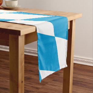 Chemin De Table Court Motif Drapeau Diamant Bavière bleu et blanc