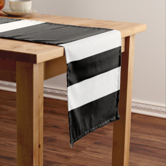 Chemin De Table Court Motif élégant à rayures noires et blanches