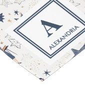 Chemin De Table Court Motif Elegant Blue & Gold (2) (Coin)