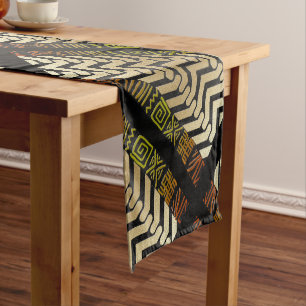 Chemin De Table Court Motif en tissu de boue africain