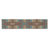 Chemin De Table Court motif ethnique bleu Brown (Horizontal)