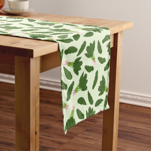 Chemin De Table Court Motif Feuille Green Spinach (In Situ)