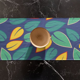 Chemin De Table Court Motif Feuille vert et jaune en chute